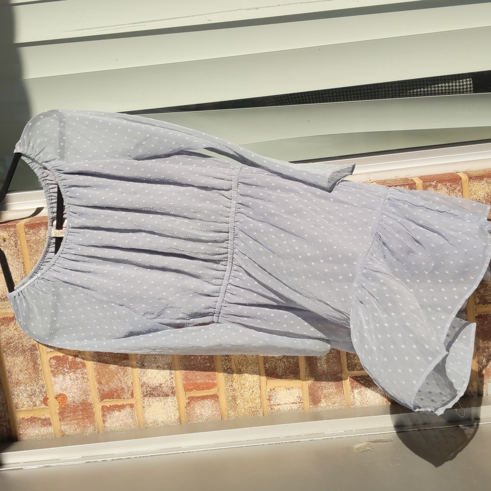 H&M DIVIDED sheer long sleeve baby blue chiffon dress size 6